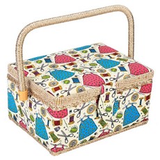 바늘용 대형 재봉 바구니 스레드 줄자 및 기타 용품 보관함 빈티지 바구니, A, 1개