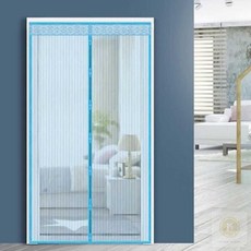 스토어-정유 문발 방충망 창문용 커튼 자석 현관문 모기장 현관방충망, 그린, 삼색세모_90x210cm