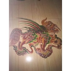 傳統 皮影 火獅子 擺件 尺寸 60x40cm 牛皮 手工上色, 如圖所示, 1個