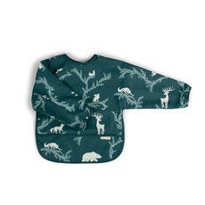 FILIBABBA 長袖防髒衣 夜間森林圖案 防水圍兜 寶寶吃飯衣, 1個, 長袖防髒衣Night