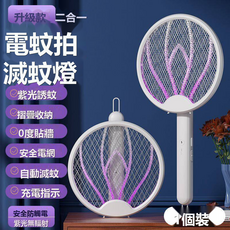 HYLSS 充電式電蚊拍 USB充電 紫光誘蚊 可摺疊 防蠅 家用, 如圖所示6485