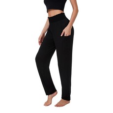 DONGDAOZHU 주머니가 있는 여성용 하렘 바지 하이 웨이스트 편안하고 신축성 있는 루즈 스웨트팬츠 운동 달리기 요가용 검은색 좁은 허리 밴드 S 168625