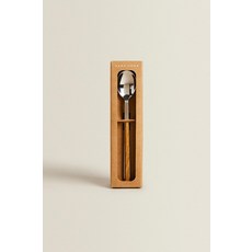 zara 자라 목재 마감 효과 처리된 손잡이가 달린 커피 스푼 세트(4개입) - 브라운326041, 단일 사이즈