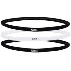 NIKE 素色彈性運動髮帶3件組, 黑色+白色+黑色, 1組