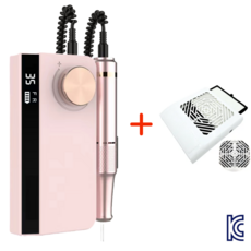 1+1 악성 발톱 손톱 젤 네일 드릴/흡진기 무좀 스케일링 페디 레진 목공 공예 수리, 1세트, 드릴(핑크)+무선흡진기(쿼드)