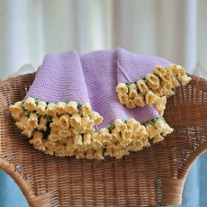 꽃다발담요 어버이날선물 뜨개꽃다발 완제품 여친선물, 라이트옐로우+라이트퍼플 릴리