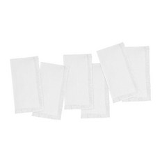 Blue Needles 프린지가 있는 핸드메이드 면 리넨 천 냅킨 - 크림 보헤미안 디너 테이블 냅킨 6개 세트 45.7x45.7cm(18x18인치) 밑단 가장자리 세탁 가능