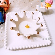 陶瓷調色盤 可愛國畫蝴蝶結盤 白瓷長方形水彩畫盤 促銷優惠, 珍珠方盤+陶瓷皇冠, 1個