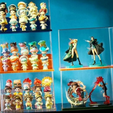 피규어 보관함 아크릴 장식장 수집품 피규어 진열 정리함 플라스틱 미니어처 진열용 조립식 케이스 탁상용, 블루