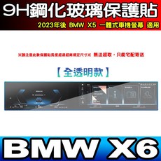 BMW X6 專用 一體式車機螢幕 9H強化玻璃保護貼, BMW X6 一片式 全透明鋼化, 1個