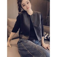 皮衣馬甲女 韓版時尚簡約設計感氣質百搭坎肩外套上衣