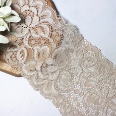 랏셀플라워 화이트계열 3색 7.8cm x 90cm 랏셀 스판 레이스, 베이지색, 1개