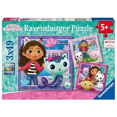 Ravensburger Gabby's Dollhouse 3 x 49피스 직소 퍼즐 세트 아동용 - 스크린 프리 활동으로 집중력과 집중력 향상 131721