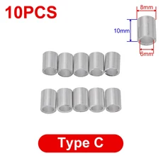RC 유압 굴삭기 로더 모델 실린더 장착 구멍 부품 용 10PCS 엔드 캡 및 테일 금속 부싱 5mm/6mm, 01 Type C