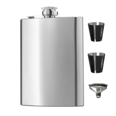 씨엔와우 힙플라스크 휴대용 포켓 술병 위스키 소주 보틀 스테인레스 8oz ( 230ml ), 1개, 실 버