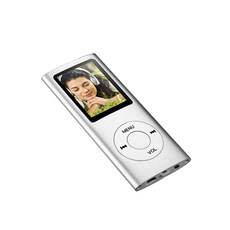 醉便宜 多功能MP4音樂撥放器 內建喇叭 MP3隨身聽 可擴音播放(無容量需插TF卡), 銀色