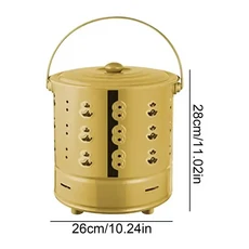 뚜껑이 있는 스테인리스 스틸 종이 쓰레기통 뒷마당 벽난로 조경사 캠프파이어용 내열 버너 포함, 01 China Mainland, 02 Gold