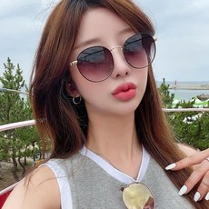 하리몽드 트렌디 그라데이션 컬러 라운드 메탈 남녀공용 선글라스 2color