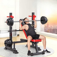 접이식 인클라인벤치 홈짐 상체 의자 벤치프레스 바벨, 포클로 벤치랙 + 80kg 바벨