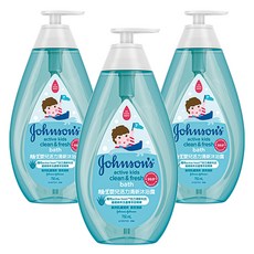 존슨즈베이비 액티브 키즈 클린 프레시 바스 바디 클렌저, 3개, 750ml