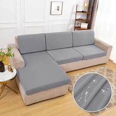 PU 가죽 소파 쿠션 커버 방수 원단 슬립 솔리드 스트레치 시트 거실 방진 홈, Back cushion cover, 06 yellow