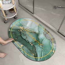 Pleasure 矽藻土地墊, 1個, 大理石橢圓款, 碧綠金
