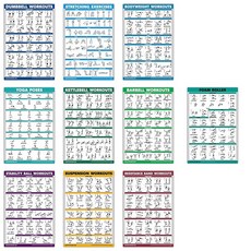QuickFit 10팩 - 운동 포스터 세트 폼 롤러 덤벨 서스펜션 케틀벨 저항 밴드 스트레칭 체중 바벨 요가 포즈 운동공 라미네이트 45.7cm x 61cm 18인치 24인치, QuickFit 10팩 - 운동 포스터 세트 폼 롤러,