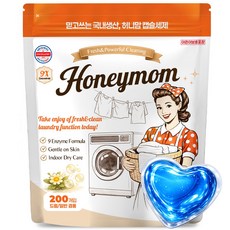 허니맘 캡슐세제 200개입 바닐라코튼향 캡슐세탁세제 실내건조 일반용 드럼용 대용량, 1개