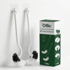 올릭 S라인 욕실 변기 청소솔 + 후크홀더 세트, 화이트, 2세트