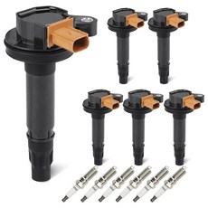 점화 코일 팩 6개 세트 이리듐 스파크 플러그 6개 포드 익스페디션 익스플로러 F-150 플렉스 토러스 트랜짓-150 250 350 HD 링컨 MKS MKT 네비게이터 U, 점화 코일 팩 6개 세트, 이리듐 스파크 플러그 6개,