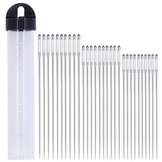 LMDZ 30pcs 스테인레스 스틸 큰 눈 바느질 3 크기 손 바느질 바늘 크로 셰 뜨개질 크로스 스티치 직조 바느질 도구 병, 보여진 바와 같이