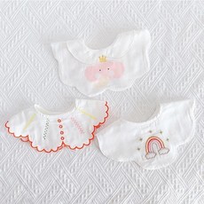 Baby童衣 圍領式純棉圍兜 圍兜兜 男寶寶女寶寶口水巾 紗布造型圍兜三入組, 1個, 橘小象三件套