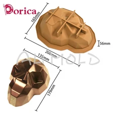 3D 광대 해골 마스크 무스 케이크 몰드 초콜릿 실리콘 DIY 할로윈 유령 석고 모델 주방 제빵기 액세서리, 01 빠른  Mainland, 03 MC 484