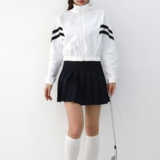 SOON2 女款春秋換季期高爾夫雙線條拼色防風夾克