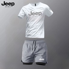 YLIE 男士冰絲運動套裝，夏季速乾跑步健身休閒兩件式套裝