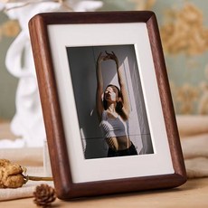 래미고 원목 나무 사진 액자 웨딩 포토 테이블 프레임, 1개, 브라운
