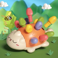 亞馬遜拼插刺蝟嬰兒手部精細動作訓練寶寶益智早教玩具1-3歲6個月, 1個, 【彩盒】萌趣拼插認知刺蝟:1