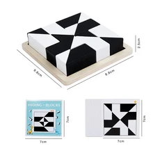 나무 빌딩 블록 흰색과 검은 퍼즐 Tangram 장난감 어린이 조기 교육 전투 게임 선물 두뇌 티저, 01 NB180C2