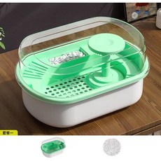 雙層烏龜別墅生態缸 帶曬臺烏龜飼養箱 防摔巴西龜缸造景裝飾, 1個, 綠色小號（套餐一）