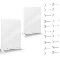 Uppcasir 페그보드 디스플레이 스탠드 공예 쇼용 후크 10개 금속 주얼리 및 열쇠 고리 소매 디스플레이 랙 액세서리 소매점 벤더 및 판매용 43.2 x, 2개, 화이트