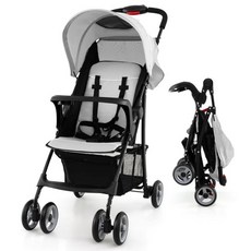 Baby Joy Lightweight Stroller Compact Toddler Travel Stroller for Airplane Infant w/Adjustable B, Gray