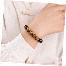 호안석 천연석 팔찌 원석 구슬 갈색 줄무늬 재물운 행운 액세서리 남녀공용 데일리, 1개