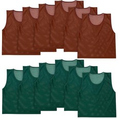 Geyoga 12피스 축구 피니 청소년 스크리미지 저지 조끼 농구 연습 축구 훈련 장비 스포츠용 116657, 블루 그린, 오렌지