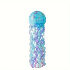 해파리모빌 DIY 천장 펜던트 베이비샤워 카페 장식 생일 파티용품, 1개, DIY 블루 지름30cm 태슬60cm