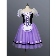 여성용 레드 지젤 댄스 투투 드레스 무대 공연 의상 롱, 01 purple