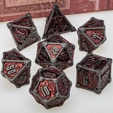 다면체주사위 금속 DND 던전 및 드래곤 RPG 세트 D20 D12 D10 D8 D6, Black Red, 1개