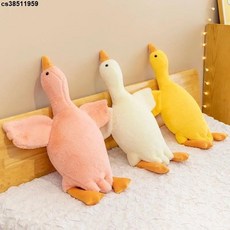 Mjstyle長條抱枕趴趴鵝【台出】鵝大鵝玩偶睡覺抱枕解壓玩具兒童睡覺安撫毛絨玩具, 白色