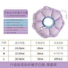 伊麗莎白圈 貓項圈 幼貓防舔防咬保護軟頭套, 藤蘿紫,S可調節(約0.5-2.5公斤), 1個