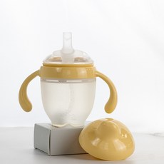 嬰幼兒寶寶學飲杯 矽膠鴨嘴 防嗆, 吸管杯160mL - 黃, 1個