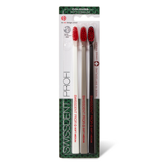 [스위스덴트] 0.15mm 미세모 컬러즈 칫솔 트리플팩, 화이트and레드+그레이and레드+블랙and레드, 1개, 3개입